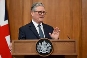 Prime Minister Sir Keir Starmer speaking during a press conference to give an update on the latest situation in the Middle East, in the Downing Street Briefing Room in London. He believes HMS Dragon and other assets can be deployed 'at speed' to protect British lives.