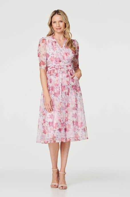 Izabel London Floral Wrap Front Tea Dress