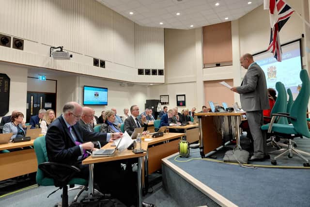Leader of Fareham Borough Council, Cllr Simon Martin, at full meeting