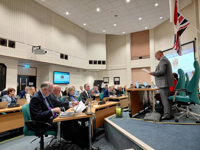 Leader of Fareham Borough Council, Cllr Simon Martin, at full meeting