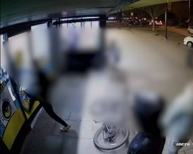 The front door of the Milton Road Laundrette was smashed by a group of teenagers on March 3.