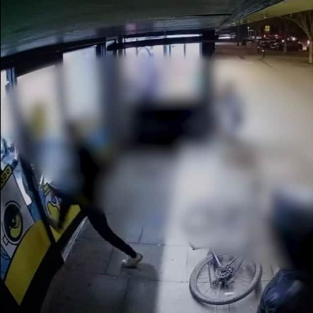 The front door of the Milton Road Laundrette was smashed by a group of teenagers on March 3.