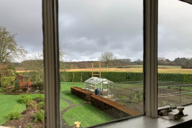 View from the inside of the Grade II listed Row Ash House to the field where Silverlake recycling centre wants to expand
