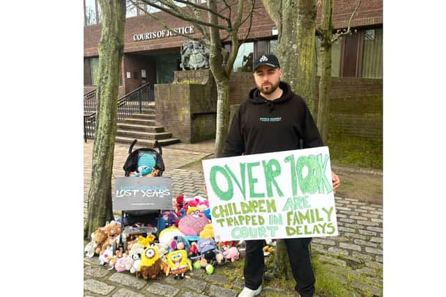 Simon Cobb outside Portsmouth Combined Court Centre