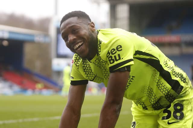 Ebou Adams’ passion for football has made him an immediate Fratton favourite. Picture: Paul Thompson/ProSportsImages