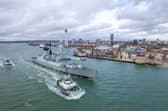 HMS Dragon Leaving Portsmouth Harbour