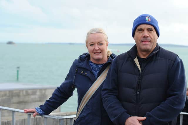 Nicki and Matthew Perrin from North Devon, whose son, senior rating Sam Perrin (25) is on HMS Dragon.