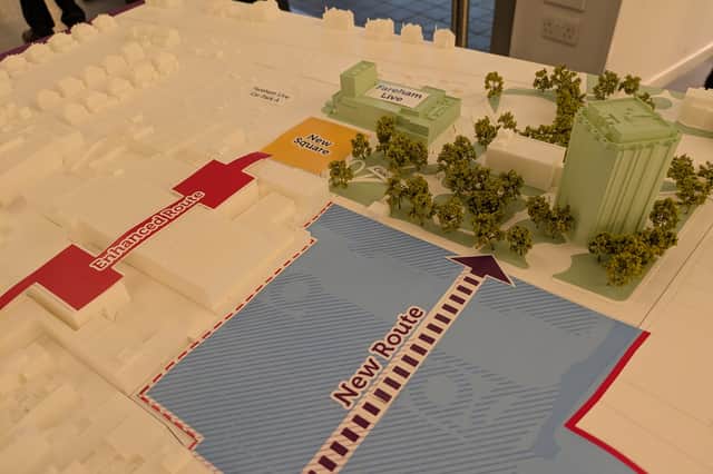 A model of how the revamped town centre could is intended to look after the regeneration work is completed.