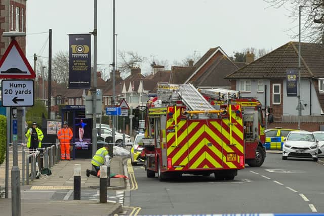 Police at the junction of Portsmouth Road and Hawthorn Crescent in Cosham, after a man was stabbed on March 12.