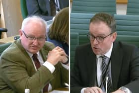 Delays to the Defence Investment Plan - setting out costed reforms for the Royal Navy, Army, and RAF - is causing staff at smaller businesses to lose their jobs. Pictured: Liberal Democrat MP Ian Roome, and Permanent Secretary James Pocklington.