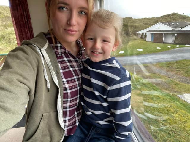 Rachel Emery has shared her "traumatic" version of events after being involved in a serious crash in Waterlooville.
Pictured: Rachel with her five-year-old son