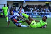 Ebou Adams in action for Pompey against QPR on Saturday