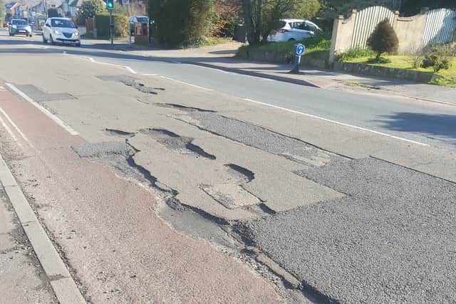 Potholes in London Road, Widley, Waterlooville