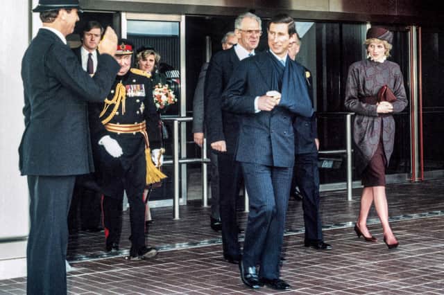 Prince Charles and Princess Diana at the opening of Terminal 4 in 1986