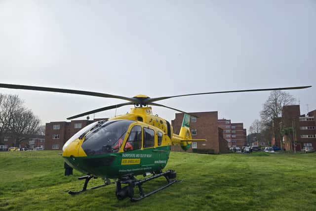 Air ambulance in Gatcombe Park, Hilsea, on March 23.