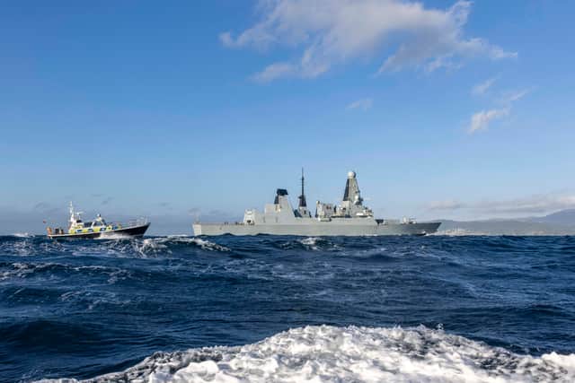 HMS Dragon arriving at British Forces Gibraltar, en route to Cyprus.