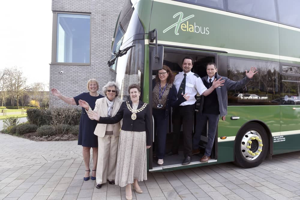 Fareham Live has partnered with Xelabus, who will be providing heavily discounted travel for school children to access the arts. 
Pictured is: (l-r) Sally Clark, coach hire manager at Xelabus, cllr. Connie Hockley, the Mayor of Fareham cllr. Louise Clubley, Sheena Hulme, theatre director at Fareham Live, Elliott Ray, operations supervisor and Rob Palmer, compliance manager at Xelabus. 
Picture: Sarah Standing (230326-7564)