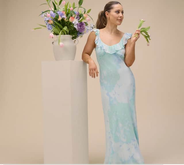 Louise Thompson Blue Floral Chiffon Logan Maxi Dress