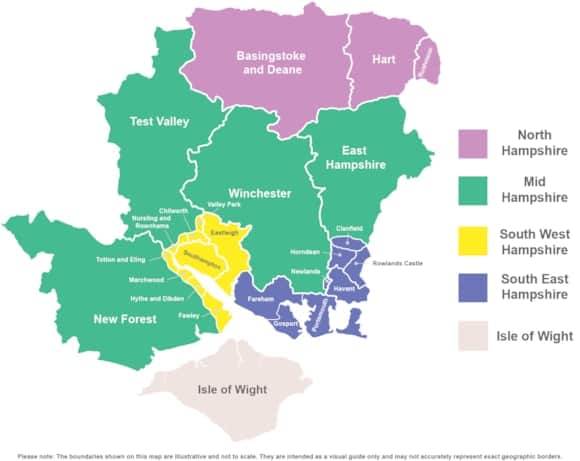 New map of the councils in Hampshire