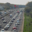 Queuing traffic on the M27 eastbound at junction 9 for Fareham.