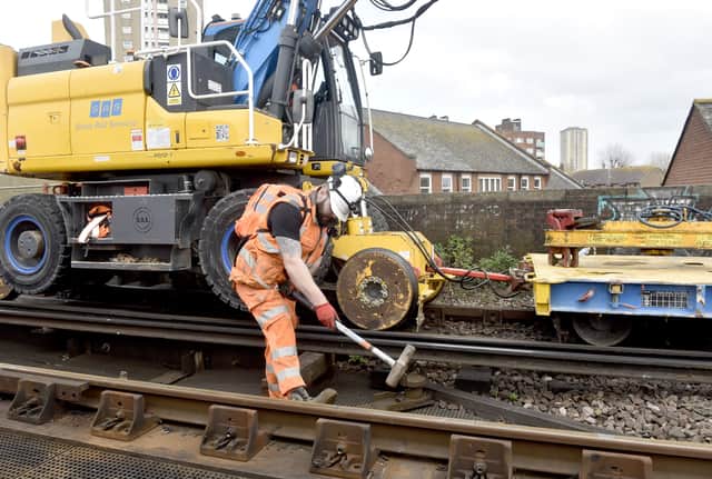 Railway works happening at Portsmouth & Southsea Railway Station  
Picture: Sarah Standing (300326-8856)