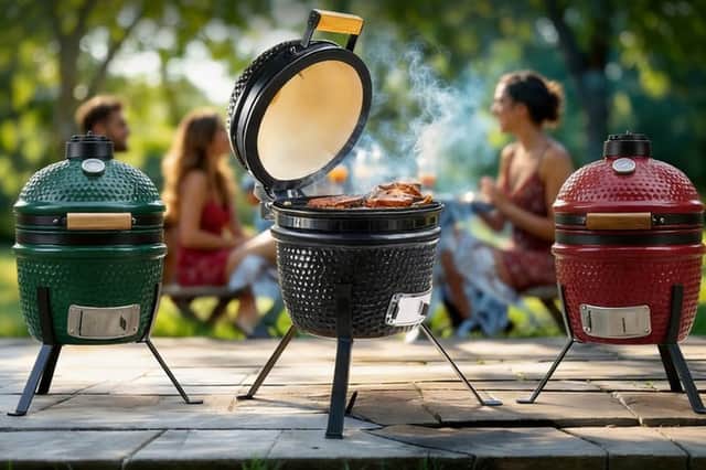 A portable 13-inch Kamado BBQ grill offers versatile outdoor cooking for smaller gardens and gatherings