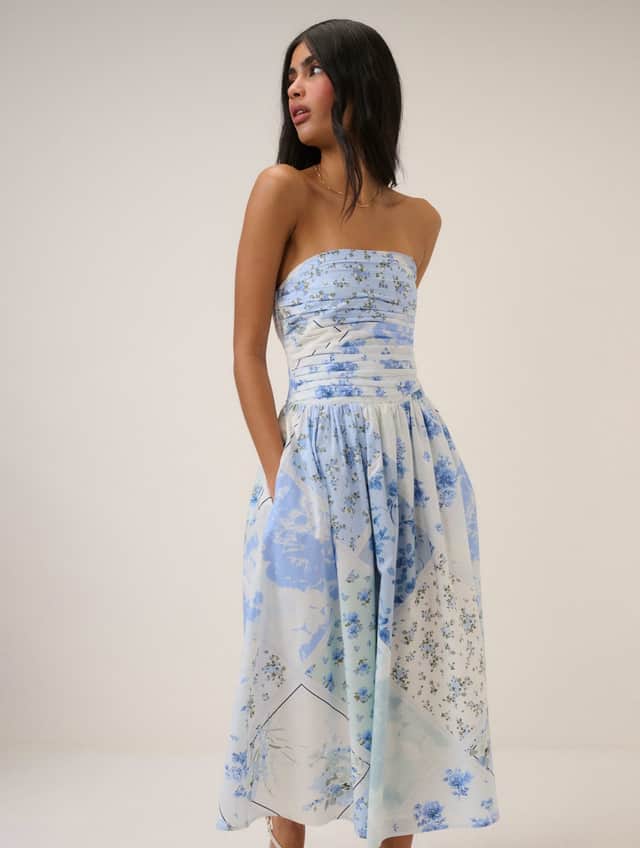 Pure Cotton Midi Waisted Dress