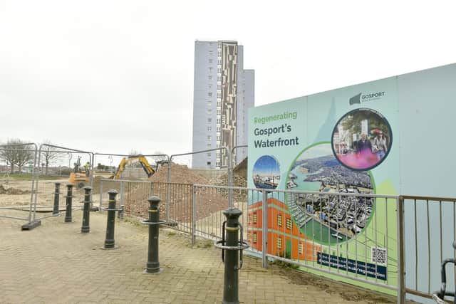 The progress taking place at Gosport's former bus station as it makes way for the new Gosport People's Park. 
Picture: Sarah Standing (270326-8218)