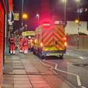 Ambulance crews on Highland Road on Friday, April 3.