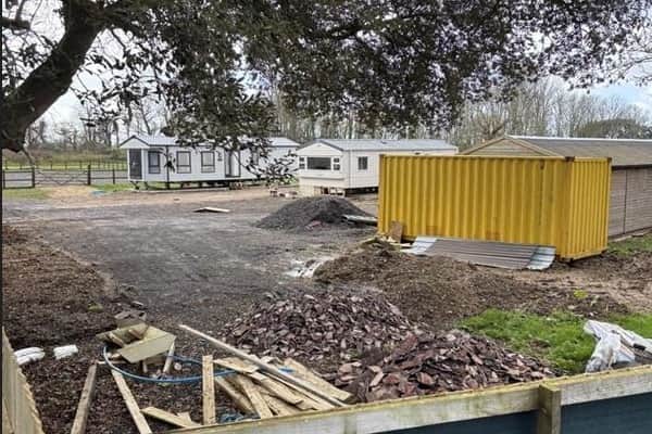 Caravans at Chestnut Paddocks, on Titchfield Road between Stubbington and Titchfield, where a planning application has been lodged to create a permanent travellers’ site