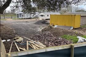 Caravans at Chestnut Paddocks, on Titchfield Road between Stubbington and Titchfield. A planning application has been filed for a permanent site. April 2026