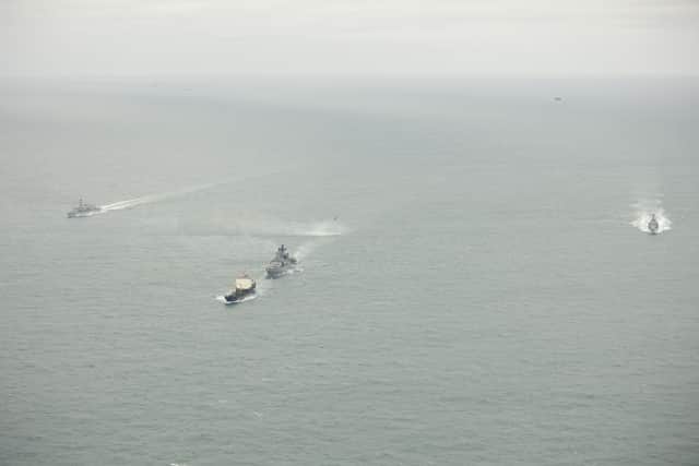 The Royal Navy have reportedly been “blocked” from seizing Russian shadow fleet vessels. Pictured: HMS Somerset and HMS St Albans tracks Severomorsk