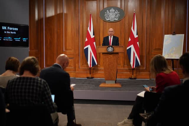 Defence secretary John Healey revealing that the Royal Navy tracked the submarines for a month before they ‘retreated’.