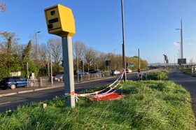 A new speed camera on the southbound side of Eastern Road in Portsmouth which saw an arson attack on Sunday, April 12, 2026