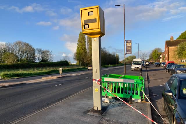 A new speed camera on the northbound side of Eastern Road in Portsmouth which was the subject of an arson attack on Sunday