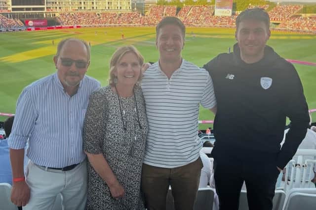 Pictured: Chris and Caroline Walklin with their sons Jesse and Harry