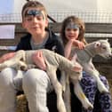 Eddie, eight, and Rosanna Morton, six, at the Westlands Farm lambing event - Sunday, April 12, 2006