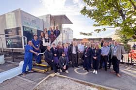 Staff at University Hospital Southampton Foundation Trust mark the opening of two temporary endoscopy units, after the department's home was destroyed in a fire on February 1, 2026