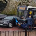 A Stagecoach bus was involved in a crash outside McDonald's in Cosham this morning (April 16).