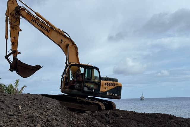 Removing explosives on Pitcairn Island.