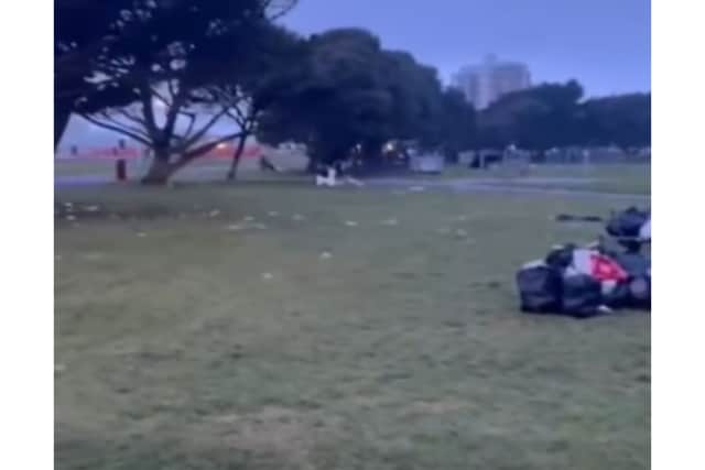Rubbish scattered across the area near Canoe Lake after a Sikh festival