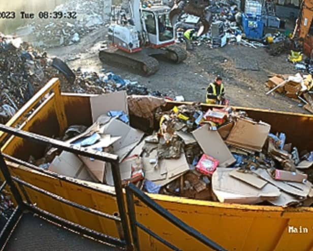 A CCTV screenshot of the waste yard at R W Waste, shortly before the incident.