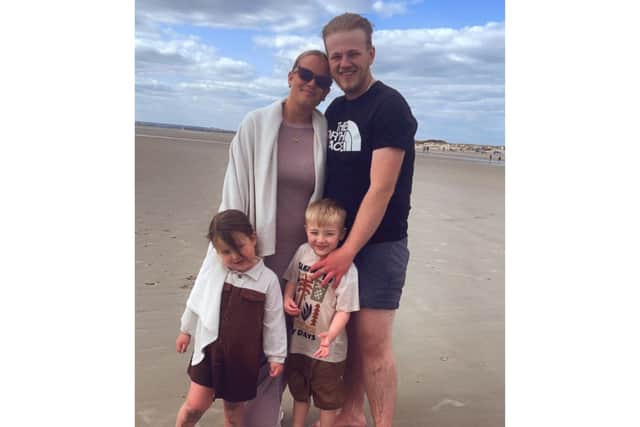 Pictured: Chloe Wheeler with partner Rocco Hamer, with Indigo-Ivy Lock (lower left) and Roman-Francis Lock.