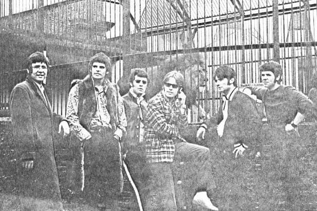 Blackout in 1968, featuring the Gilson brothers. From left, Kev Gilson (sax/keyboard/vocals); Bill Carlton (guitar/percussion); Dave Gilson (lead vocals); John 'Jock' McLoud (keyboard); John 'Jinx' Jenkins (drums); Tony Gilson (bass guitar)