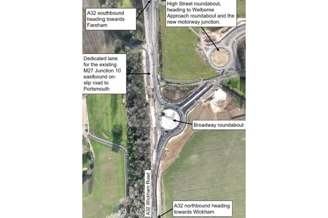 Work on the new roundabout being created for Welborne near Junction 10 of the M27