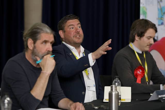 Joe Standen, centre, at a City of Portsmouth College hustings last month 