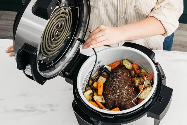 The built-in temperature probe is handy for roasting