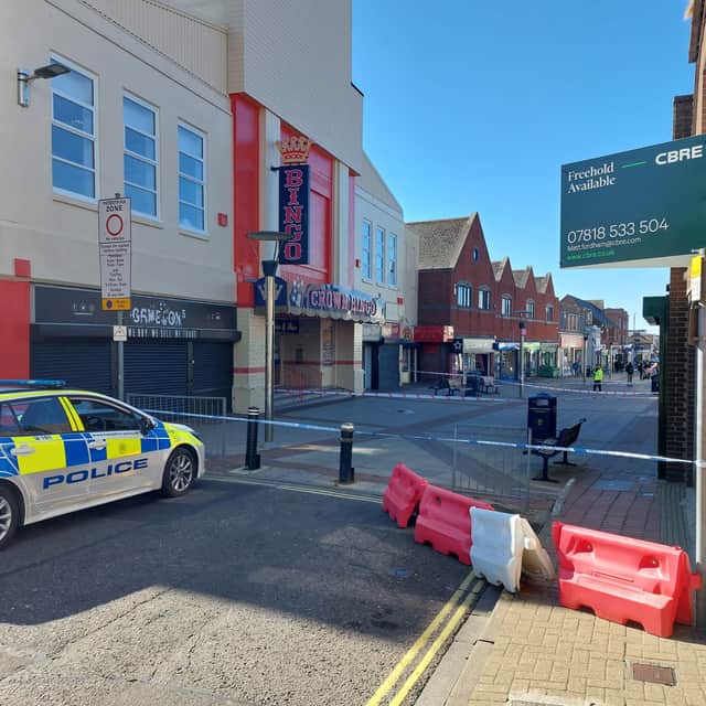 Police in Cosham High Street, Portsmouth, on April 24, 2026