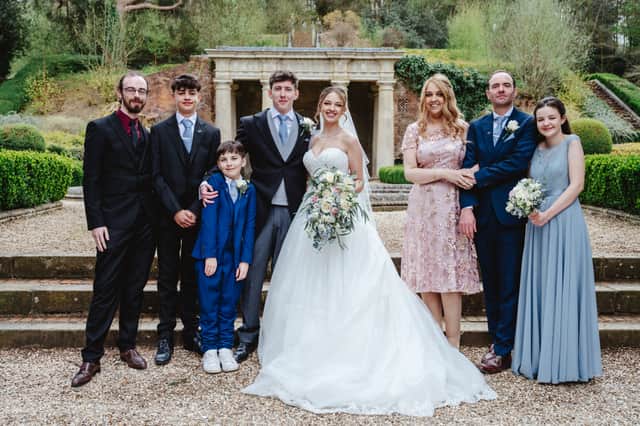 From left, Harry, Ben, Clayton, Rob, Katie, Mandy, Tony, Elizabeth at Wotten House, near Guildford