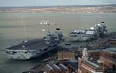 The Royal Navy’s two aircraft carriers, HMS Queen Elizabeth and HMS Prince of Wales alongside in Portsmouth earlier this year 